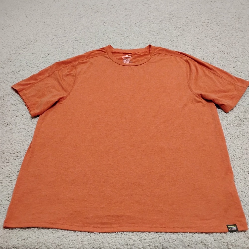 LL Bean Shirt Mens 2XLT Orange Performance Workout Gym Beach Fishing Hiking Logo